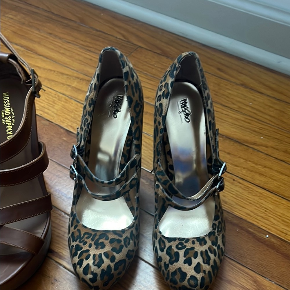 Both pairs for sale. Mossimo Brown Strappy Sandals and Wild Diva Leopard Heels - Picture 4 of 6
